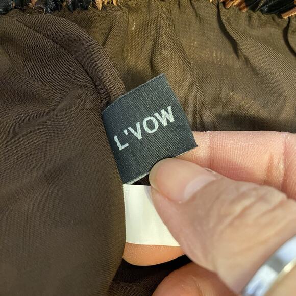 L'VOW Women's M Leopard Print Boho Maxi Skirt Flowy Animal Print Long 100% Silk - Picture 4 of 7